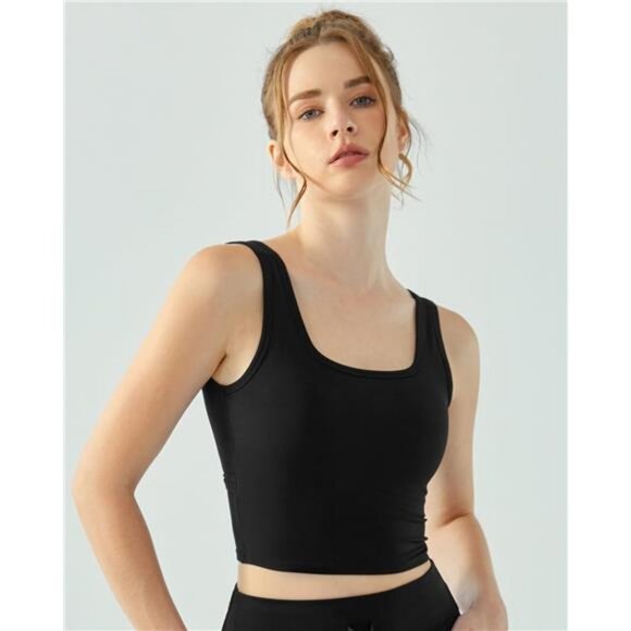Tank Top with Built in Bra for Women Square Neck Stretchy Workout Cami Tank - Picture 3 of 7
